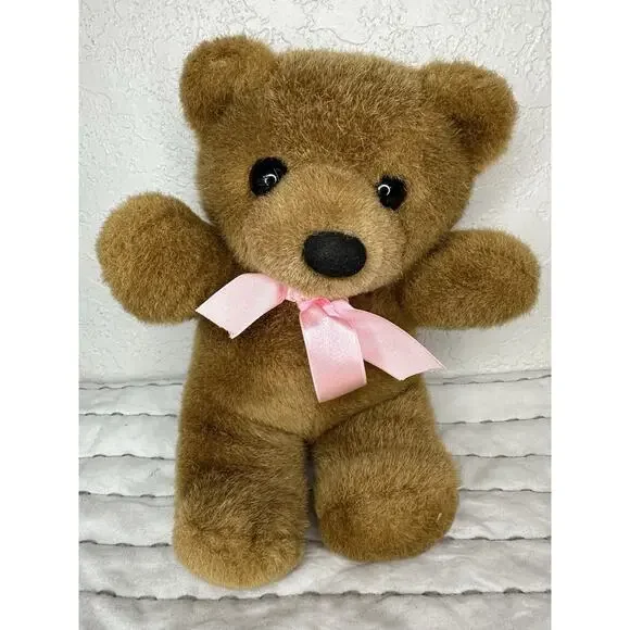 Oshko | Toys | Vintage Oshko Teddy Bear Brown With Pink Bow Tie 8 Black ...